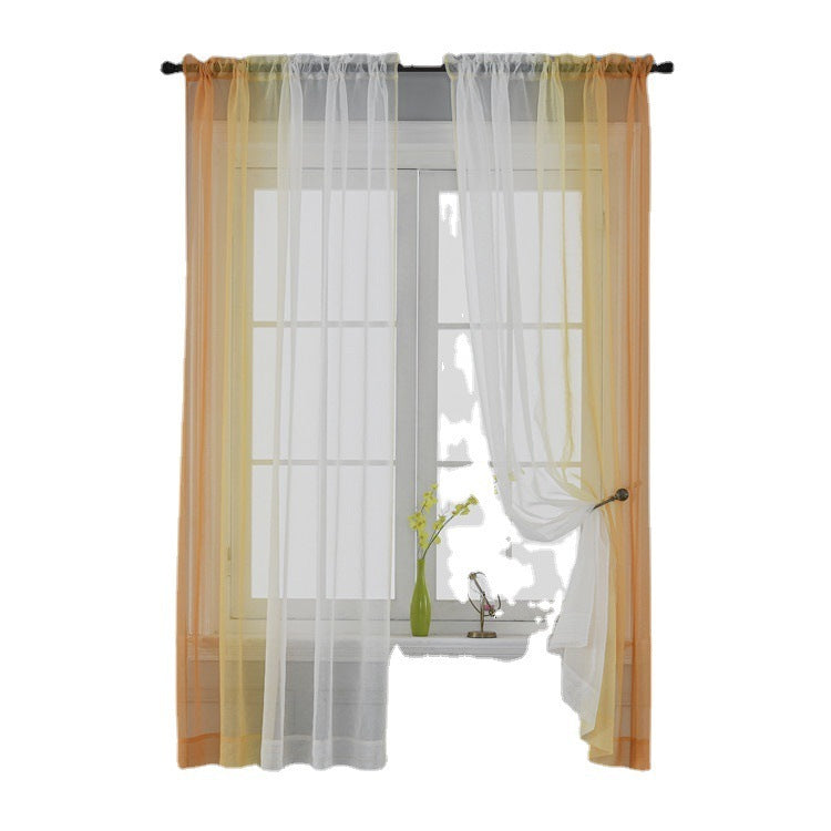 HKM-779027 Gradient Color Linen-like Curtain for Windows - Various Sizes Available