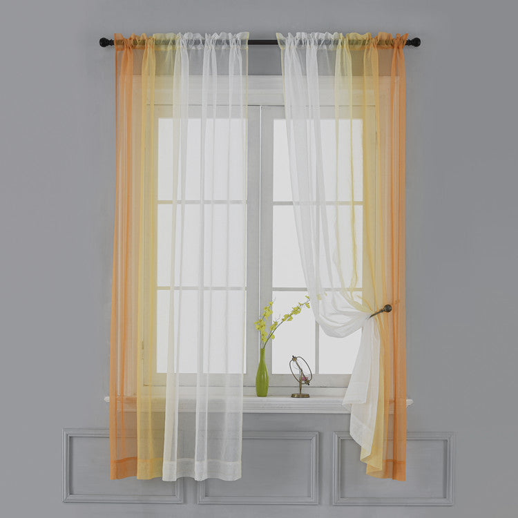 HKM-779027 Gradient Color Linen-like Curtain for Windows - Various Sizes Available