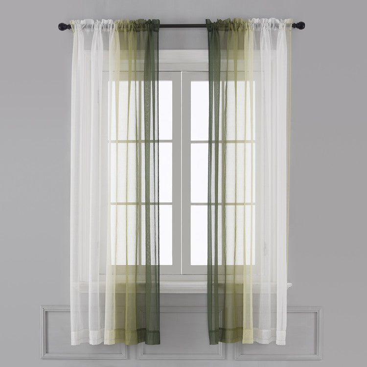 HKM-779027 Gradient Color Linen-like Curtain for Windows - Various Sizes Available