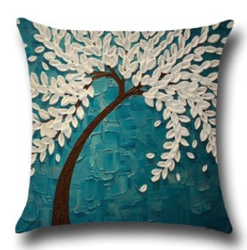 HKM-779027 Three-Dimensional Oil Painting Floral Cotton Cushion Cover for Car and Home Decor