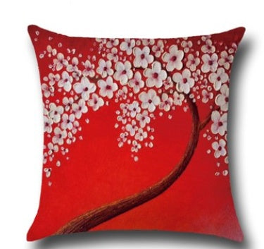 HKM-779027 Three-Dimensional Oil Painting Floral Cotton Cushion Cover for Car and Home Decor