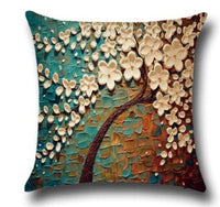 HKM-779027 Three-Dimensional Oil Painting Floral Cotton Cushion Cover for Car and Home Decor