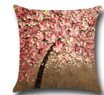HKM-779027 Three-Dimensional Oil Painting Floral Cotton Cushion Cover for Car and Home Decor