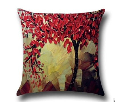 HKM-779027 Three-Dimensional Oil Painting Floral Cotton Cushion Cover for Car and Home Decor