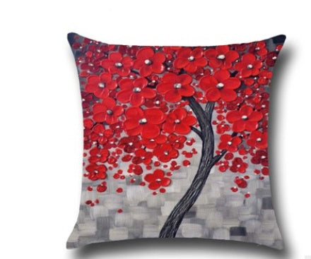 HKM-779027 Three-Dimensional Oil Painting Floral Cotton Cushion Cover for Car and Home Decor