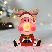 HKM-779091 Luminous Wooden Christmas Ornaments – Red Nose Elderly, Elk, and Snowman Designs