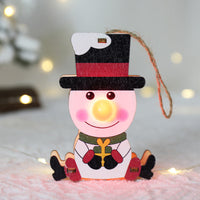 HKM-779091 Luminous Wooden Christmas Ornaments – Red Nose Elderly, Elk, and Snowman Designs