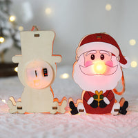 HKM-779091 Luminous Wooden Christmas Ornaments – Red Nose Elderly, Elk, and Snowman Designs