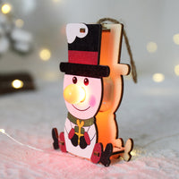 HKM-779091 Luminous Wooden Christmas Ornaments – Red Nose Elderly, Elk, and Snowman Designs