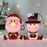 HKM-779091 Luminous Wooden Christmas Ornaments – Red Nose Elderly, Elk, and Snowman Designs