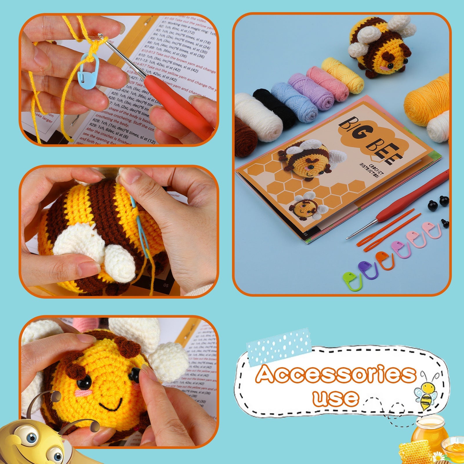 KTX-779155 Acrylic Crochet Material Package for Handmade Doll Decor