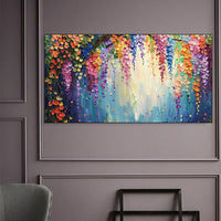 HKM-779411 Handmade Abstract Oil Painting on Canvas - Thick 3D Floral Texture for Living Room Decor