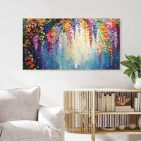 HKM-779411 Handmade Abstract Oil Painting on Canvas - Thick 3D Floral Texture for Living Room Decor