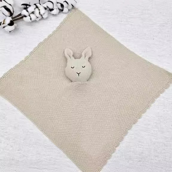 HKM-779475 Soft Cotton Cartoon Animal Soothing Blanket and Drool Towel for Kids, 40x40CM, Multiple Colors