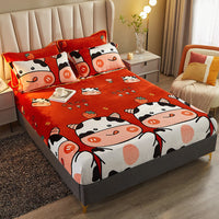 HKM-779475 Winter Warm Milk Velvet All-Inclusive Bed Sheet Set with Pillowcases - Multiple Styles and Sizes Available