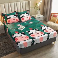 HKM-779475 Winter Warm Milk Velvet All-Inclusive Bed Sheet Set with Pillowcases - Multiple Styles and Sizes Available