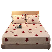 HKM-779475 Winter Warm Milk Velvet All-Inclusive Bed Sheet Set with Pillowcases - Multiple Styles and Sizes Available