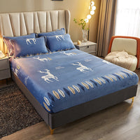 HKM-779475 Winter Warm Milk Velvet All-Inclusive Bed Sheet Set with Pillowcases - Multiple Styles and Sizes Available