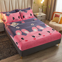 HKM-779475 Winter Warm Milk Velvet All-Inclusive Bed Sheet Set with Pillowcases - Multiple Styles and Sizes Available