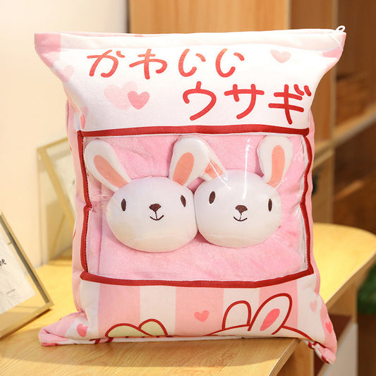HKM-779603 Cartoon Animal Plush Pillow - Cute Rabbit, Cat, Pig, and Octopus Designs