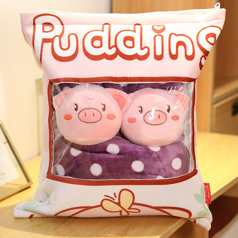 HKM-779603 Cartoon Animal Plush Pillow - Cute Rabbit, Cat, Pig, and Octopus Designs