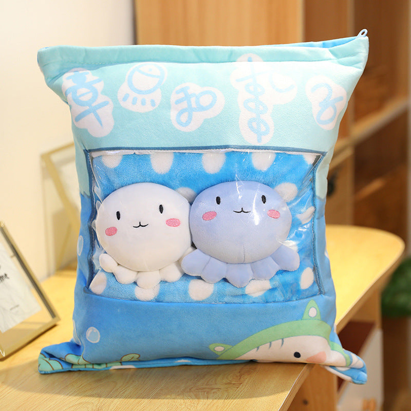HKM-779603 Cartoon Animal Plush Pillow - Cute Rabbit, Cat, Pig, and Octopus Designs