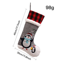HKM-779603 Christmas Red and Black Checkered Socks for Children, Cozy Fireplace and Tree Decoration
