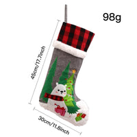 HKM-779603 Christmas Red and Black Checkered Socks for Children, Cozy Fireplace and Tree Decoration