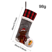 HKM-779603 Christmas Red and Black Checkered Socks for Children, Cozy Fireplace and Tree Decoration