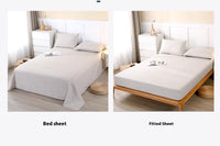 HKM-779795 Four-Piece Pure Linen Bedding Set with Fitted Sheet and Pillowcases - Multiple Colors Available