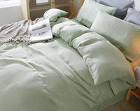 HKM-779795 Four-Piece Pure Linen Bedding Set with Fitted Sheet and Pillowcases - Multiple Colors Available