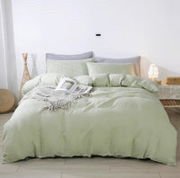 HKM-779795 Four-Piece Pure Linen Bedding Set with Fitted Sheet and Pillowcases - Multiple Colors Available