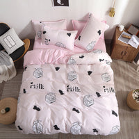 HKM-779795 Heart Print 4-Piece Bedding Set - Natural Plant Blend Fiber, Various Sizes Available