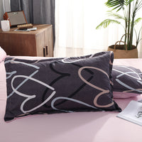 HKM-779795 Heart Print 4-Piece Bedding Set - Natural Plant Blend Fiber, Various Sizes Available