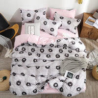 HKM-779795 Heart Print 4-Piece Bedding Set - Natural Plant Blend Fiber, Various Sizes Available