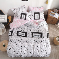 HKM-779795 Heart Print 4-Piece Bedding Set - Natural Plant Blend Fiber, Various Sizes Available
