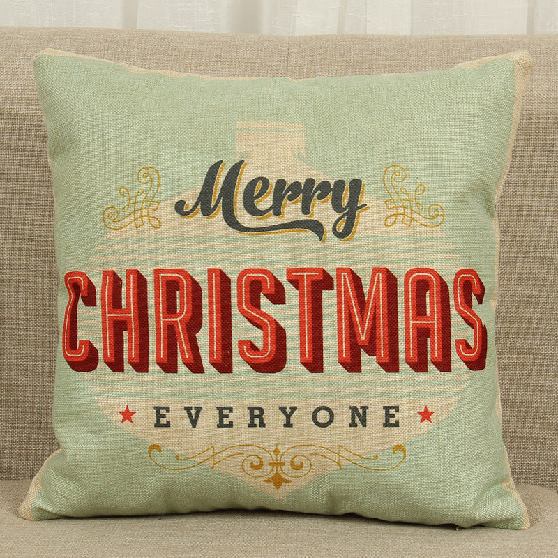 HKM-779859 Christmas Elk Decorative Pillowcase - Cotton Linen Blend, 45x45cm, Digital Print Design