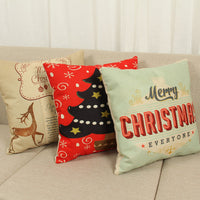 HKM-779859 Christmas Elk Decorative Pillowcase - Cotton Linen Blend, 45x45cm, Digital Print Design