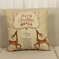 HKM-779859 Christmas Elk Decorative Pillowcase - Cotton Linen Blend, 45x45cm, Digital Print Design