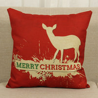 HKM-779859 Christmas Elk Decorative Pillowcase - Cotton Linen Blend, 45x45cm, Digital Print Design