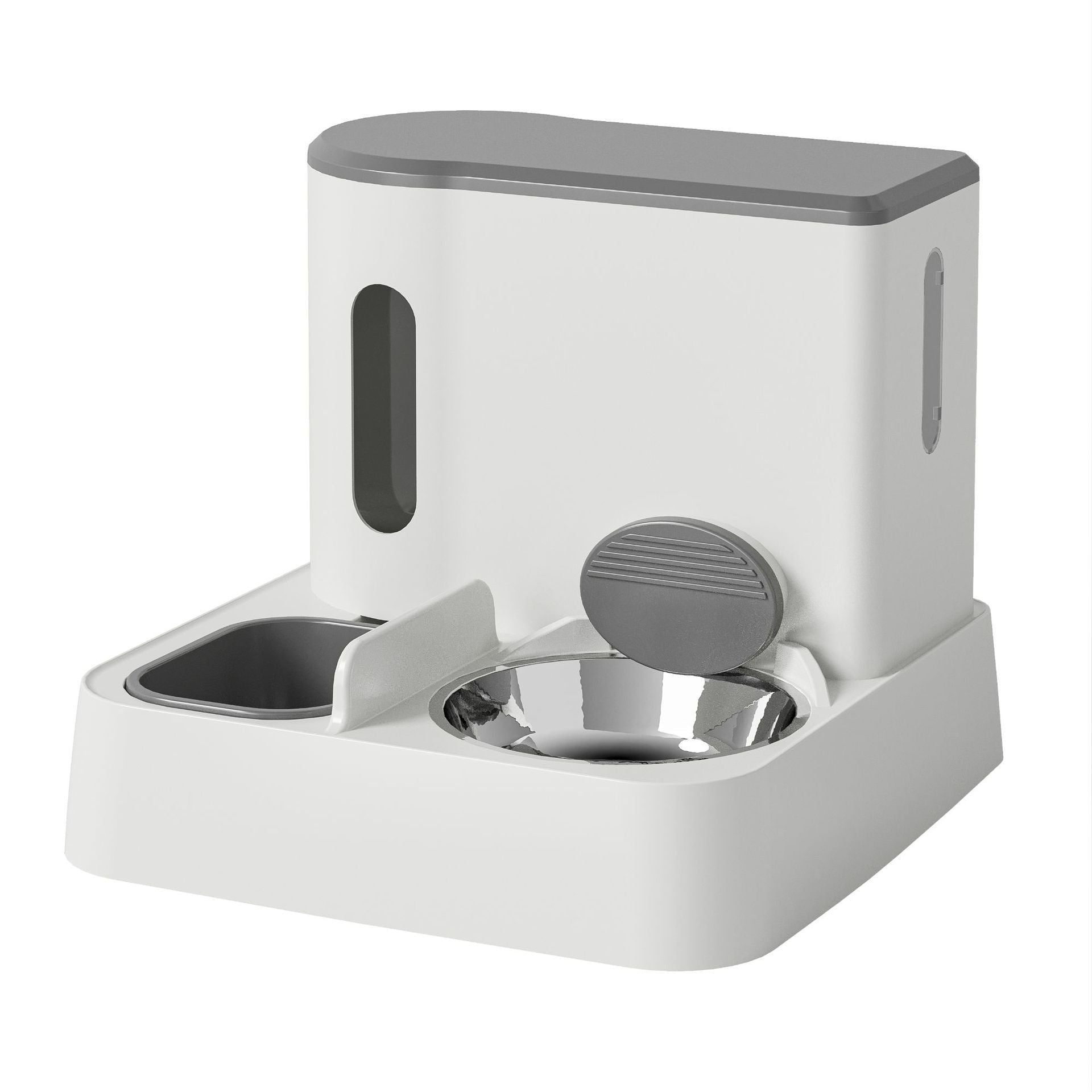 HKM-779987 Automatic Pet Feeder and Water Dispenser with Integrated Double Bowls for Cats