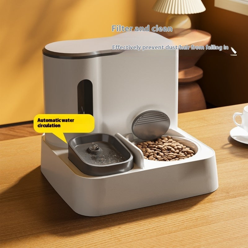 HKM-779987 Automatic Pet Feeder and Water Dispenser with Integrated Double Bowls for Cats