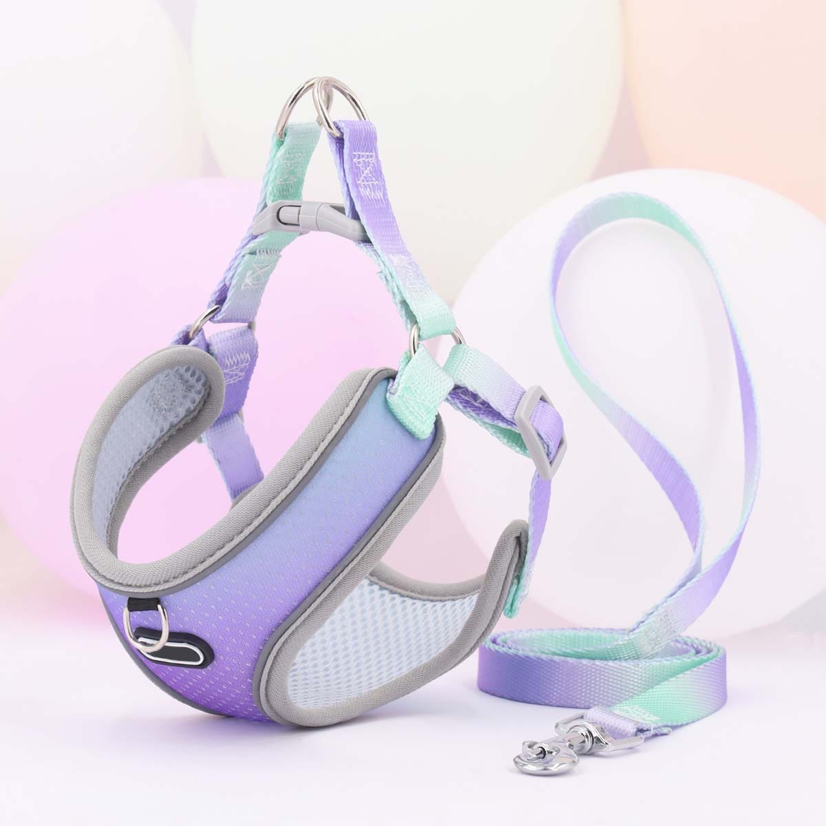 HKM-780243 Lightweight Polyester Dog Chest Strap with Traction Rope - Solid Color Options Available