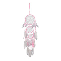 HKM-780307 Black Dreamcatcher Wall Hanging with Feather Wind Chimes - Hand-Woven Three-Ring Pendant Decor