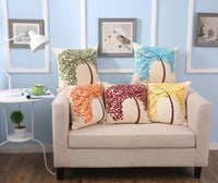 HKM-780435 Pachira Macrocarpa Cotton Canvas Pillow Cover - Chinese Style Embroidery, 45x45 cm
