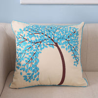 HKM-780435 Pachira Macrocarpa Cotton Canvas Pillow Cover - Chinese Style Embroidery, 45x45 cm