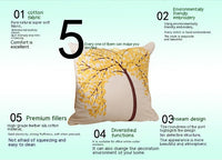 HKM-780435 Pachira Macrocarpa Cotton Canvas Pillow Cover - Chinese Style Embroidery, 45x45 cm