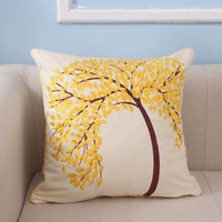HKM-780435 Pachira Macrocarpa Cotton Canvas Pillow Cover - Chinese Style Embroidery, 45x45 cm