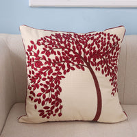 HKM-780435 Pachira Macrocarpa Cotton Canvas Pillow Cover - Chinese Style Embroidery, 45x45 cm