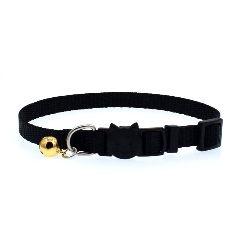 HKM-780499 Nylon Cat Bell Collar in Solid Colors for Small to Medium Cats, Adjustable Size 20-34cm